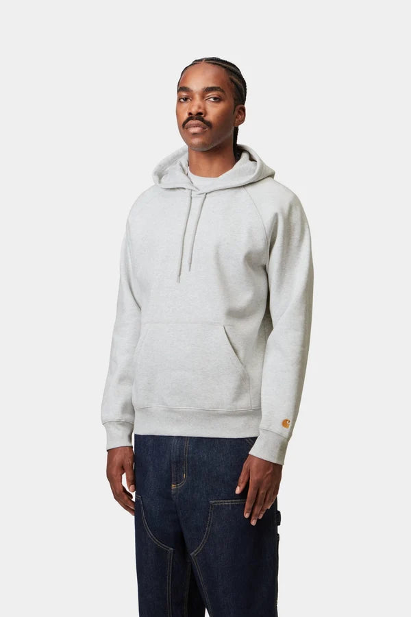 Carhartt WIP - HOODED CHASE SWEAT - ASH HEATHER / GOLD