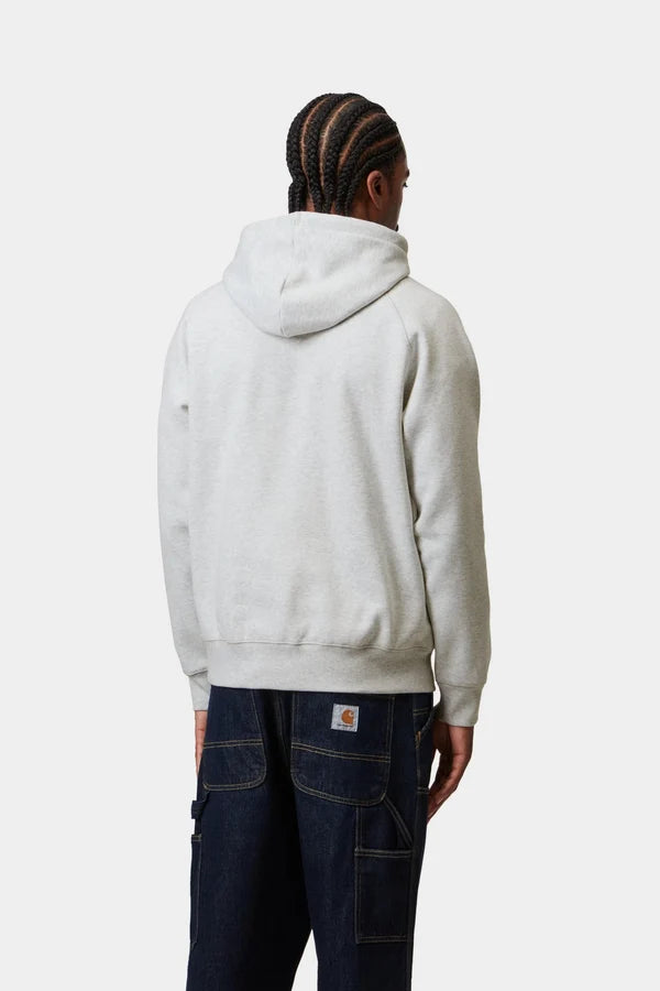Carhartt WIP - HOODED CHASE SWEAT - ASH HEATHER / GOLD