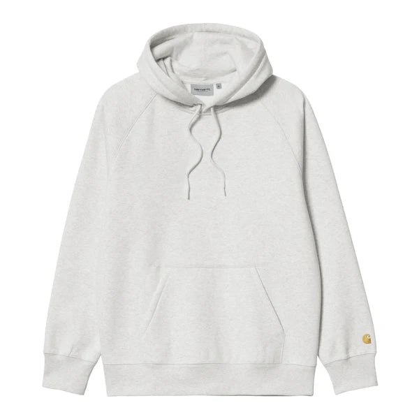 Carhartt WIP - HOODED CHASE SWEAT - ASH HEATHER / GOLD