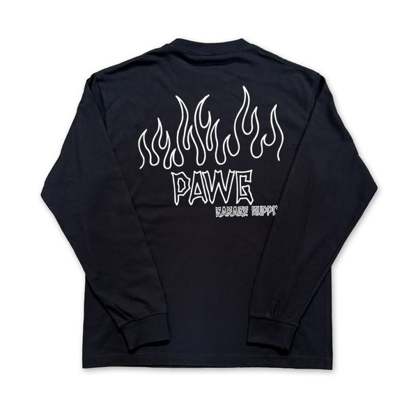PAWG - FLAMES L/S  TEE - BLACK