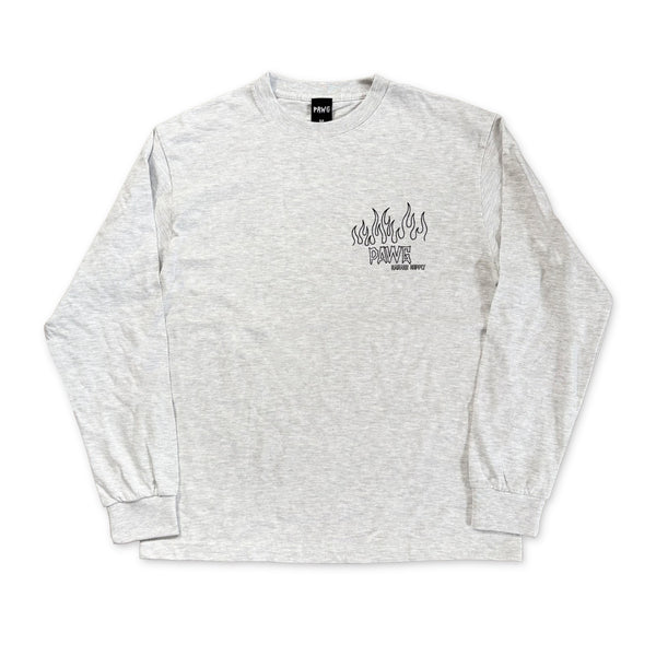 PAWG - FLAMES L/S  TEE - ASH GRAY