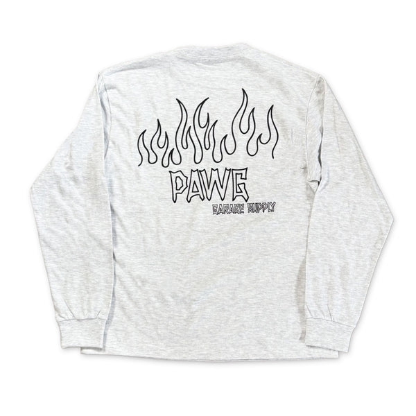 PAWG - FLAMES L/S  TEE - ASH GRAY