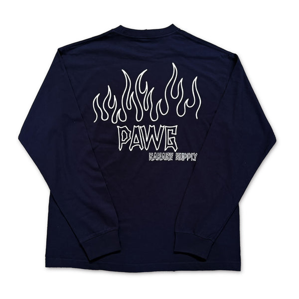 PAWG - FLAMES L/S  TEE - NAVY