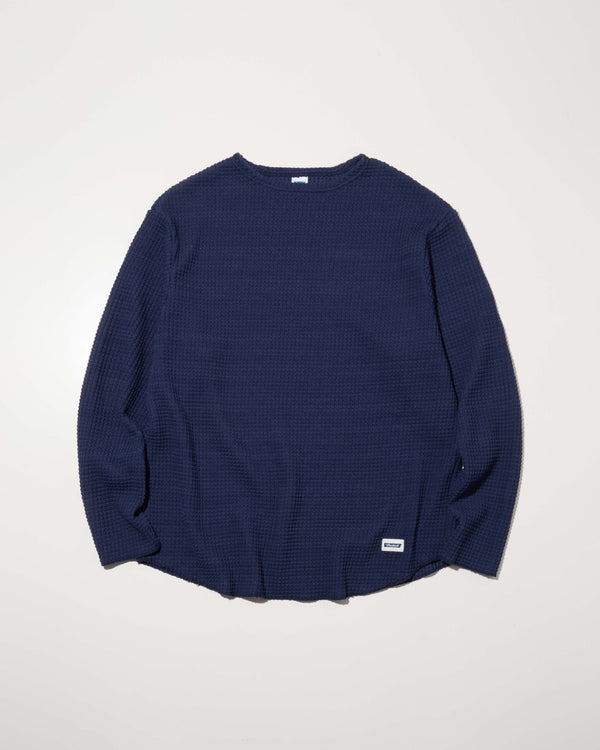 RADIALL - BIG WAFFLE - BOAT NECK T-SHIRT L/S - NAVY