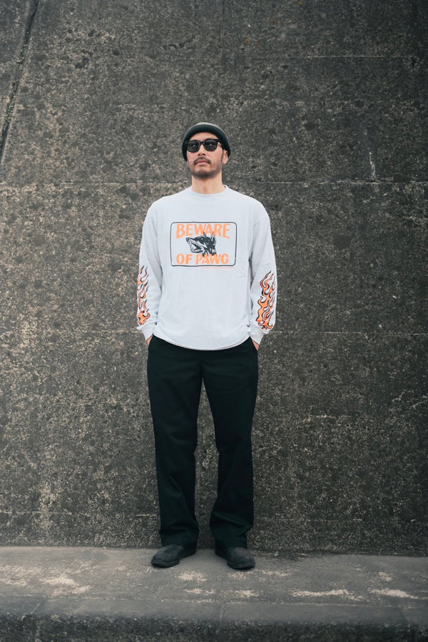 PAWG×BEWARE CHOPPER - L/S TEE - ASH GRAY / ORANGE