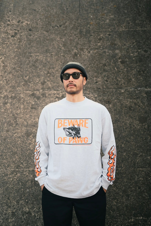 PAWG×BEWARE CHOPPER - L/S TEE - ASH GRAY / ORANGE