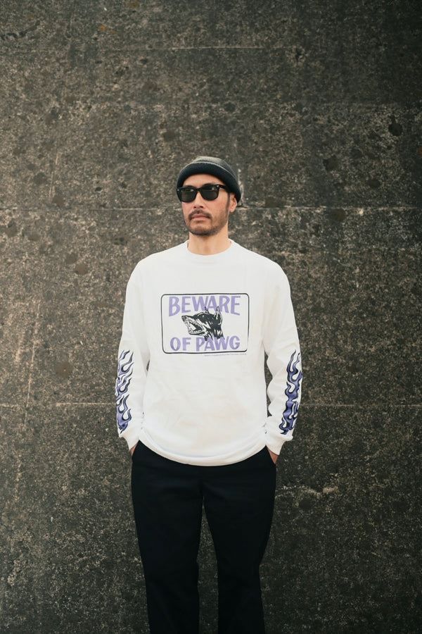PAWG×BEWARE CHOPPER - L/S TEE - WHITE / PURPLE
