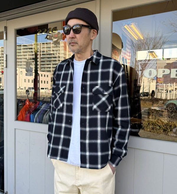 BIGMIKE - LIGHT FLANNEL L/S SHIRTS - BLK×GRN×WHT
