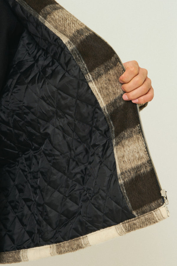 BIGMIKE - OMBRE ZIP QUILTED LINING JACKET - BROWN x OFF