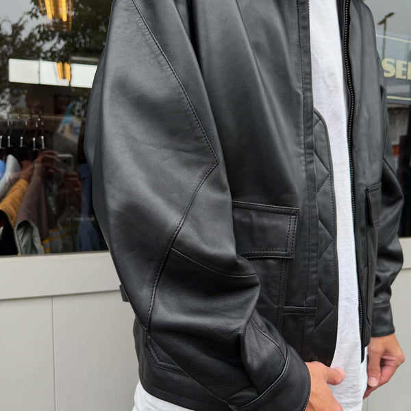 SUNNY SPORTS - LEATHER AVIATOR JACKET - BLACK