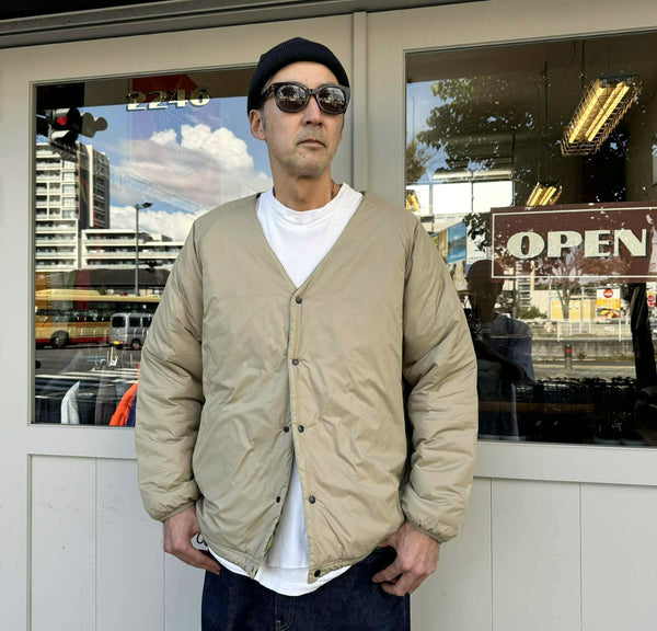 WAX - REVERSIBLE NYLON CARDIGAN - KHAKI