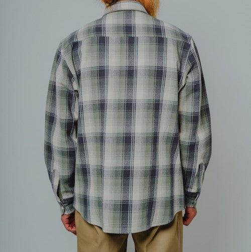 BIGMIKE - HEAVY FLANNEL L/S SHIRT - MINT×GRYxWHT