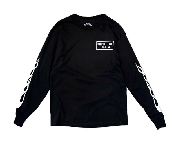 CYCLE ZOMBIES - LOCAL CZ FLAME LS TEE - BLACK