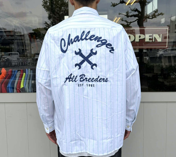 CHALLENGER - L/S STRIPE MECANIC SHIRT - WHITE