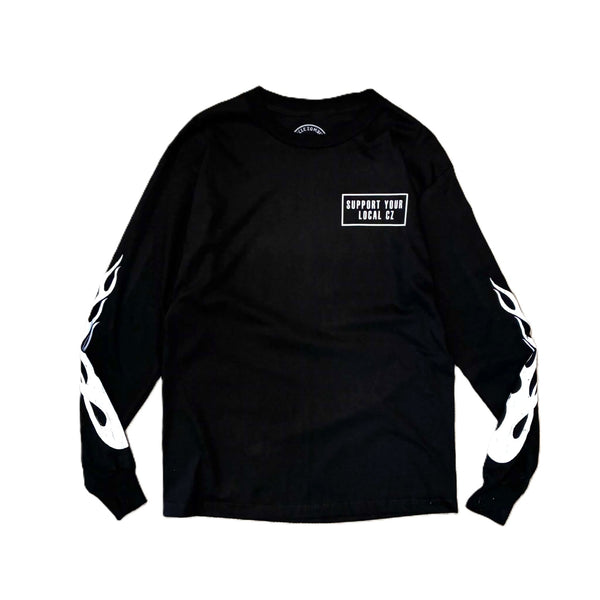CYCLE ZOMBIES - LOCAL CZ FLAME LS TEE - BLACK