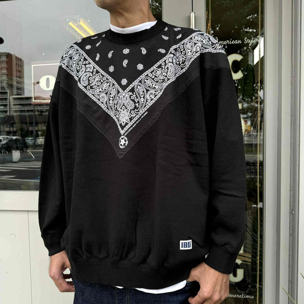 ILL ONE EIGHTY - VTG BANDANA SWEATSHIRT(LOOSE FIT) - BLACK