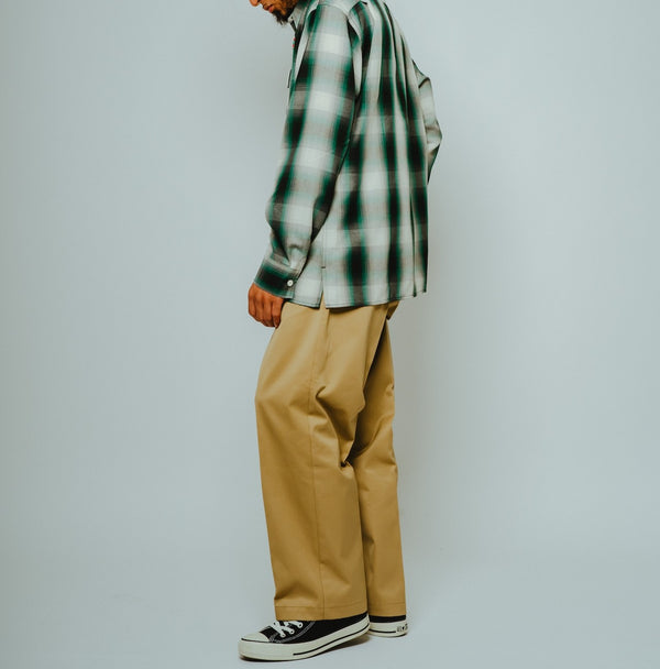 BIGMIKE - RAYON MIX OMBRE L/S SHIRTS - WHITE × GREEN x BLACK