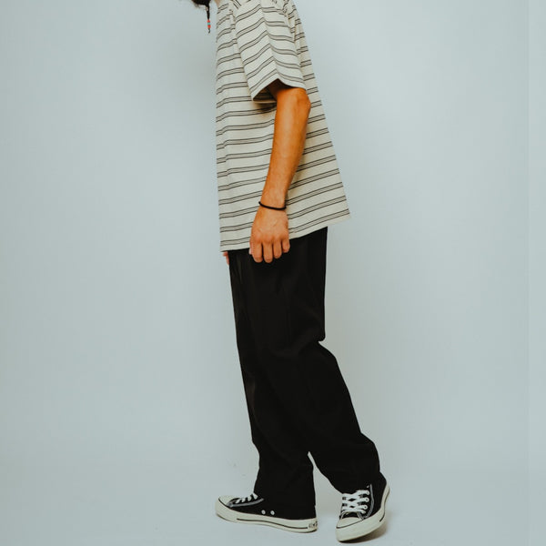BIGMIKE - DOUBLE BODER SUNGLASSSE POCKET S/S TEE - SAND×BLACK