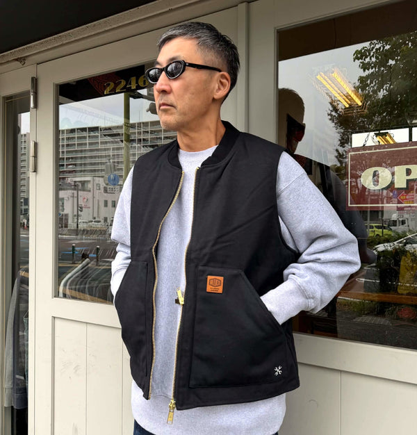BLUCO - RIB COLLOR DUCK VEST - BLACK