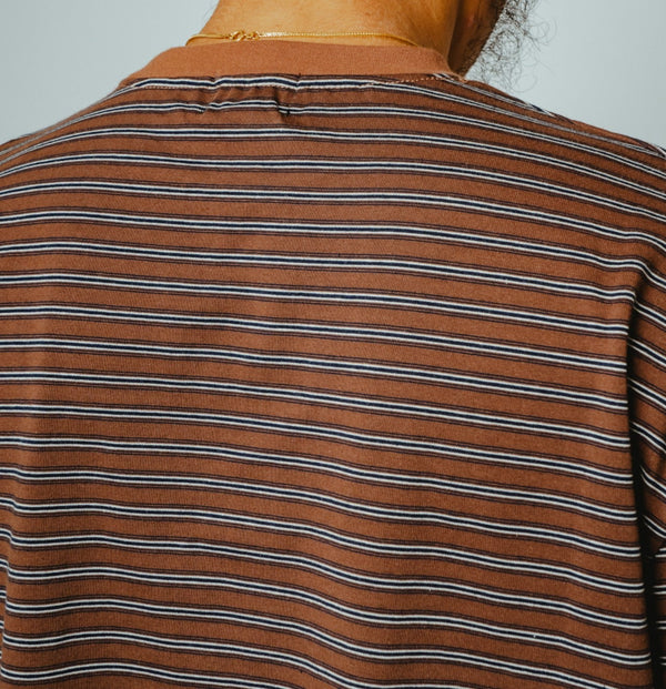 BIGMIKE - PIN BODER SUNGLASSSE POCKET S/S TEE - BROWN×NAVY