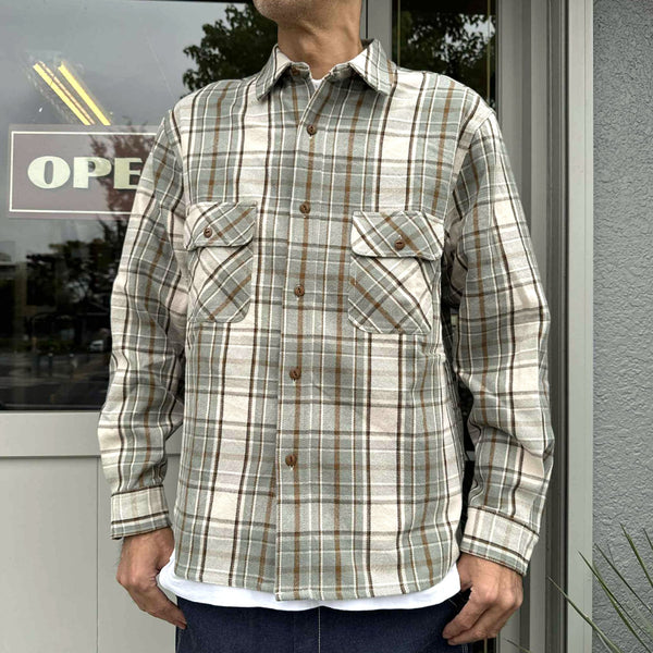 BIGMIKE - HEAVY FLANNNEL SHIRTS - MINT x BROWN x OFF