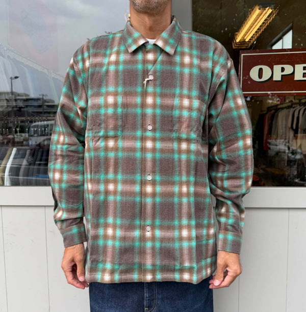 HOUSTON - PRINT FLANNEL O/C SHIRT - BROWN
