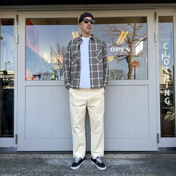 BIGMIKE - LIGHT FLANNEL L/S SHIRTS - MINT×WHT