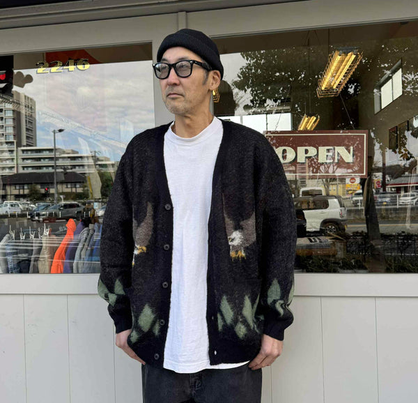 CHALLENGER - NATIVE EAGLE CARDIGAN - BLACK