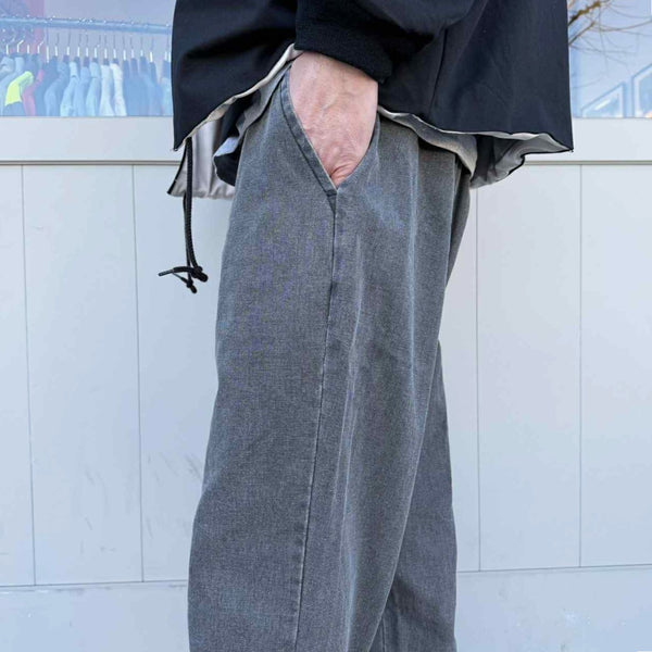 BIGMIKE - WASHED DUCK EASY PANTS - BLACK
