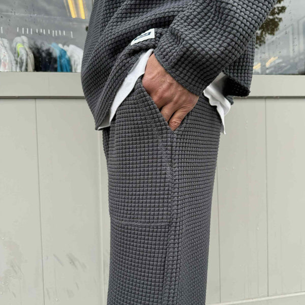 RADIALL - BIG WAFFLE -  STRAIGHT FIT EASY PANTS - STEEL GRAY