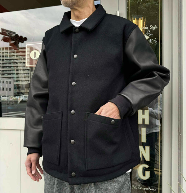 JACKMAN - MELTON AWARD JACKET - BLACK