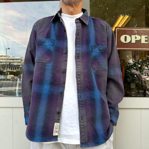 HOUSTON - VINTAGE OMBRE CHECK VIYELLA SHIRT - PURPLE