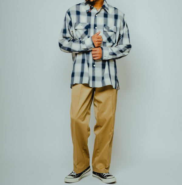 BIGMIKE - RAYON MIX OMBRE L/S SHIRTS - WHITE×BLUE