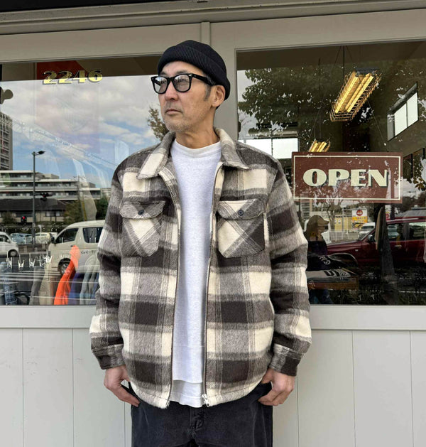 BIGMIKE - OMBRE ZIP QUILTED LINING JACKET - BROWN x OFF