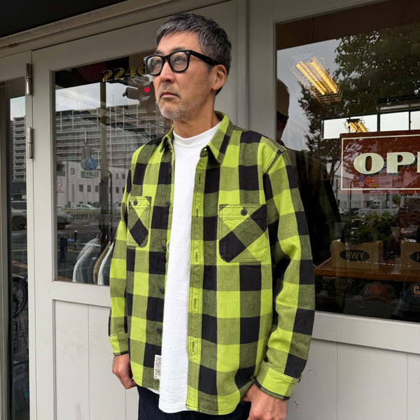 HOUSTON - VINTAGE BLOCK CHECK VIYELLA SHIRT - LIME GREEN