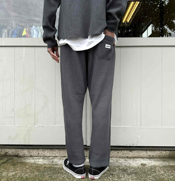 RADIALL - BIG WAFFLE -  STRAIGHT FIT EASY PANTS - STEEL GRAY