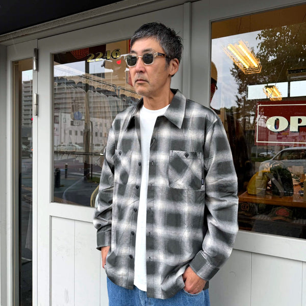 BLUCO - PRINT FLANNEL CHECK SHIRT -Ombre- BLACK