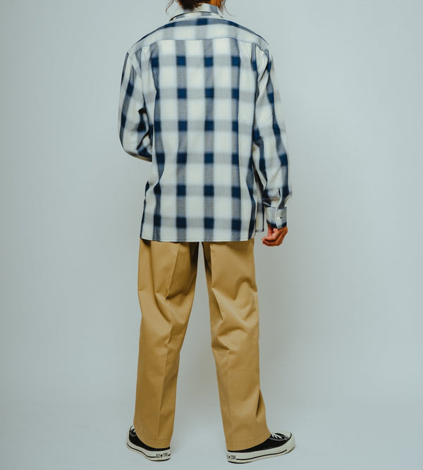 BIGMIKE - RAYON MIX OMBRE L/S SHIRTS - WHITE×BLUE