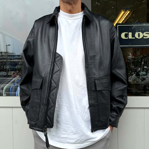 SUNNY SPORTS - LEATHER AVIATOR JACKET - BLACK