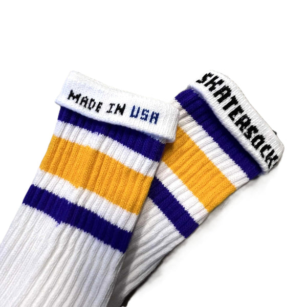 SKATER SOCKS - STRIPE TUBE SOCKS - ROYAL BLUE - GOLD