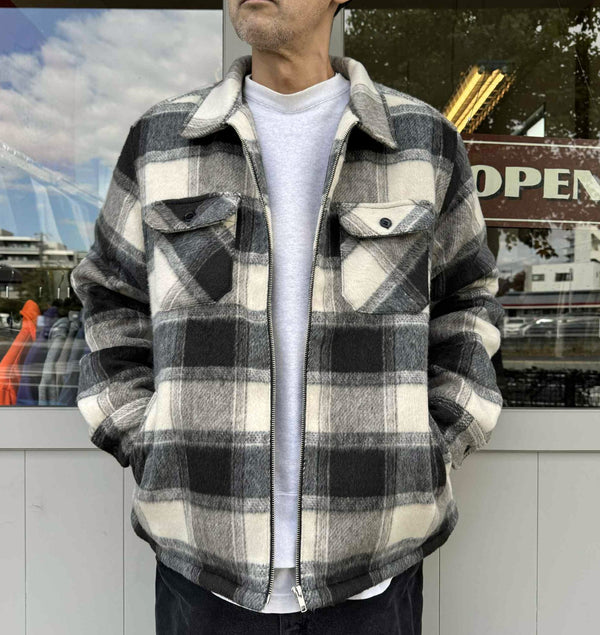 BIGMIKE - OMBRE ZIP QUILTED LINING JACKET - BLACK x OFF