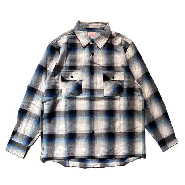 BIGMIKE - LIGHT FLANNEL L/S SHIRTS - WHT×BLK×BLU×MNT