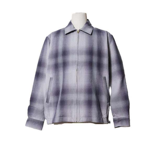 HOUSTON - OMBRE CHECK VIYELLA HARRINGTON JACKET - LIGHT GREY