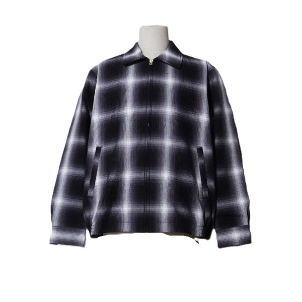 HOUSTON - OMBRE CHECK VIYELLA HARRINGTON JACKET - BLACK