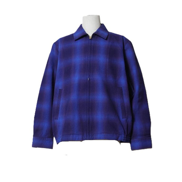HOUSTON - OMBRE CHECK VIYELLA HARRINGTON JACKET - NAVY