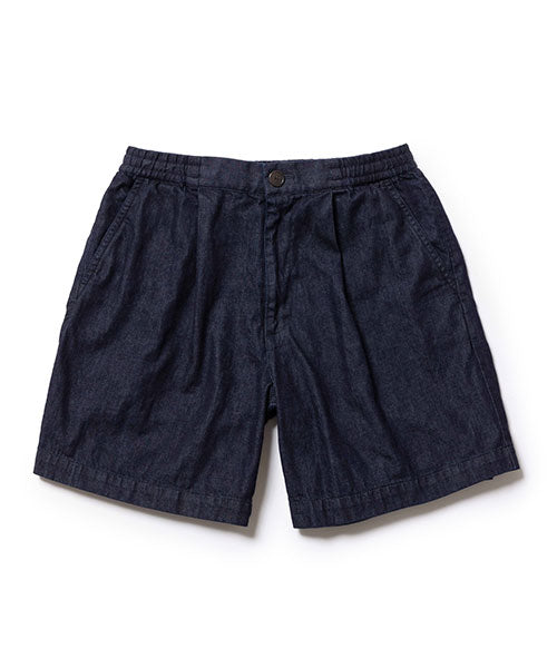 MR.OLIVE -ONE TUCK SHORTS - INDIGO