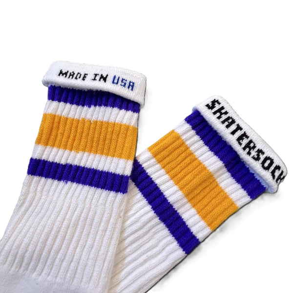 SKATER SOCKS - STRIPE TUBE SOCKS - PURPLE - YELLOW