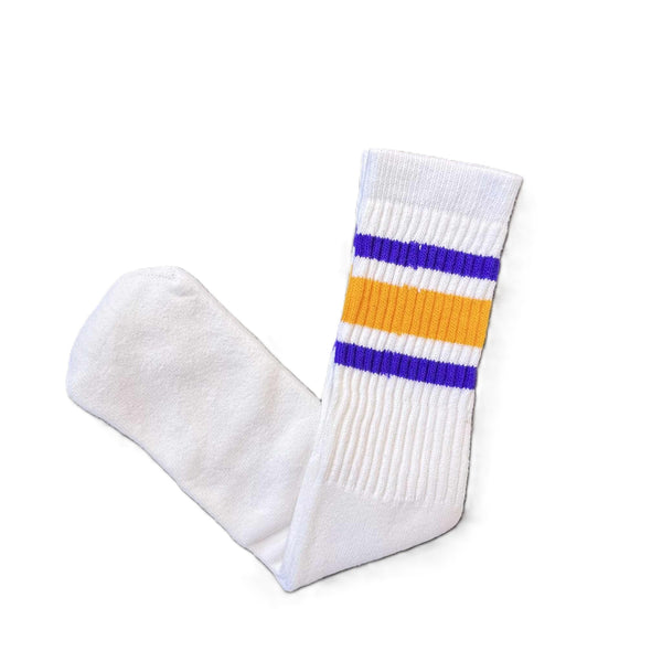 SKATER SOCKS - STRIPE TUBE SOCKS - PURPLE - YELLOW